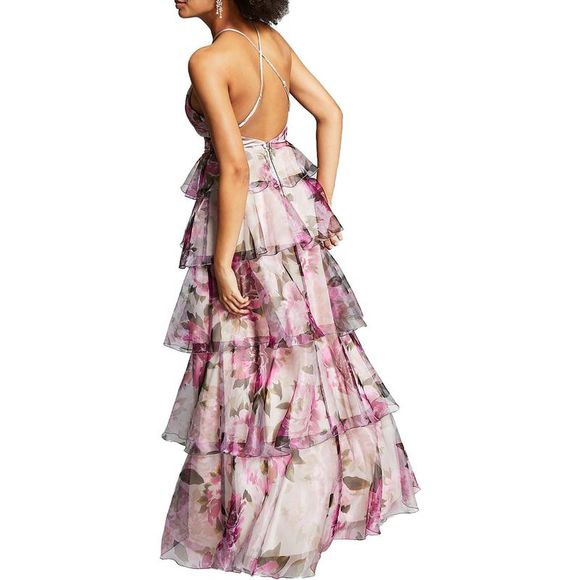 Speechless Womens Gray Floral-Print Maxi Evening Dress Gown Juniors NWT - Picture 2 of 2